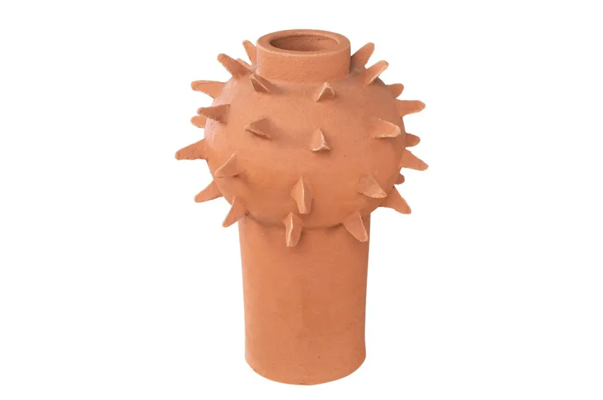 Casa Padrino Luxus Vase Naturfarben Ø 37 x H. 46 cm - Große bauchige Vase Herrison aus Terrakotta - Luxus Deko Accessoires