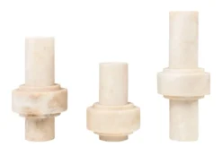 Casa Padrino Luxus Vasen 3er Set Ø 13 x H. 20 / 25 / 31 cm - Drei Vasen aus hochwertigem mattem Onyx - Luxus Deko Accessoires