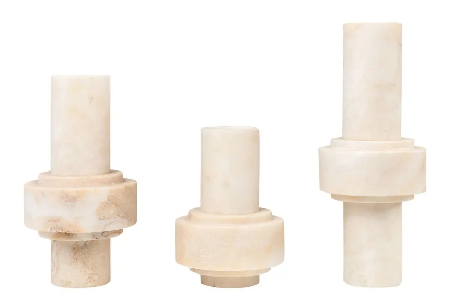 Casa Padrino Luxus Vasen 3er Set Ø 13 x H. 20 / 25 / 31 cm - Drei Vasen aus hochwertigem mattem Onyx - Luxus Deko Accessoires
