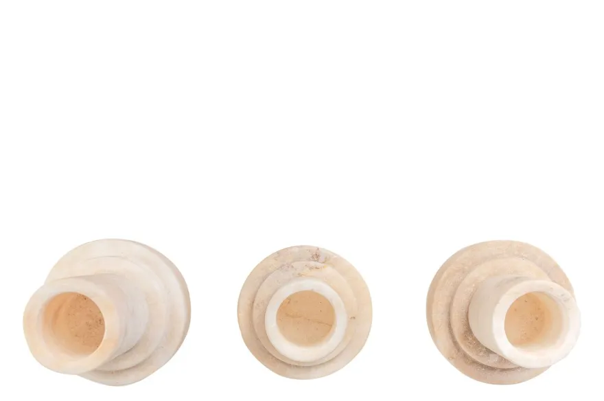 Casa Padrino Luxus Vasen 3er Set Ø 13 x H. 20 / 25 / 31 cm - Drei Vasen aus hochwertigem mattem Onyx - Luxus Deko Accessoires