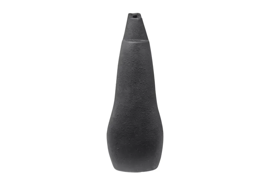 Casa Padrino Luxus Vase Schwarz 32 x 15 x H. 41 cm - Keramik Vase der Linked Serie mit strukturierter Oberfläche - Luxus Deko Accessoires
