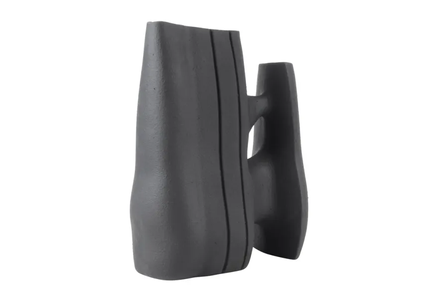 Casa Padrino Luxus Vase Schwarz 32 x 15 x H. 41 cm - Keramik Vase der Linked Serie mit strukturierter Oberfläche - Luxus Deko Accessoires