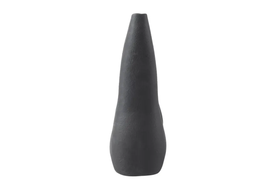 Casa Padrino Luxus Vase Schwarz 32 x 15 x H. 41 cm - Keramik Vase der Linked Serie mit strukturierter Oberfläche - Luxus Deko Accessoires
