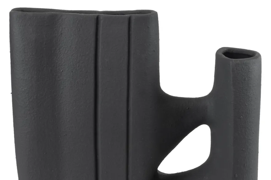 Casa Padrino Luxus Vase Schwarz 32 x 15 x H. 41 cm - Keramik Vase der Linked Serie mit strukturierter Oberfläche - Luxus Deko Accessoires