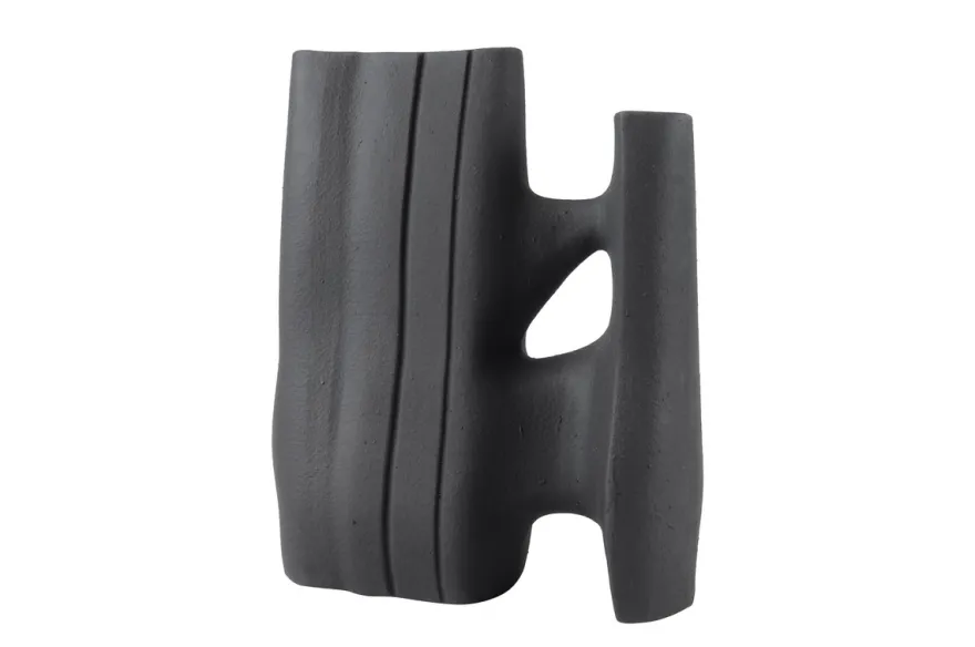 Casa Padrino Luxus Vase Schwarz 32 x 15 x H. 41 cm - Keramik Vase der Linked Serie mit strukturierter Oberfläche - Luxus Deko Accessoires