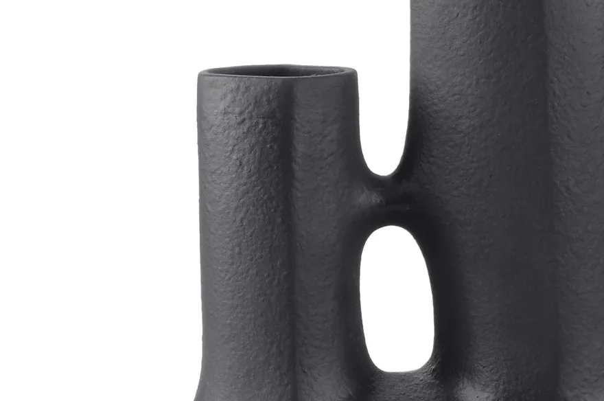Casa Padrino Luxus Vase Schwarz 38,5 x 18 x H. 45 cm - Große Keramik Vase der Linked Serie mit strukturierter Oberfläche - Luxus Deko Accessoires