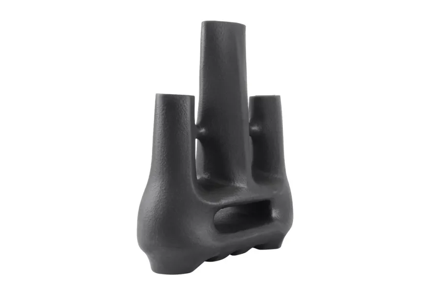 Casa Padrino Luxus Vase Schwarz 38,5 x 18 x H. 45 cm - Große Keramik Vase der Linked Serie mit strukturierter Oberfläche - Luxus Deko Accessoires
