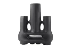 Casa Padrino Luxus Vase Schwarz 38,5 x 18 x H. 45 cm - Große Keramik Vase der Linked Serie mit strukturierter Oberfläche - Luxus Deko Accessoires