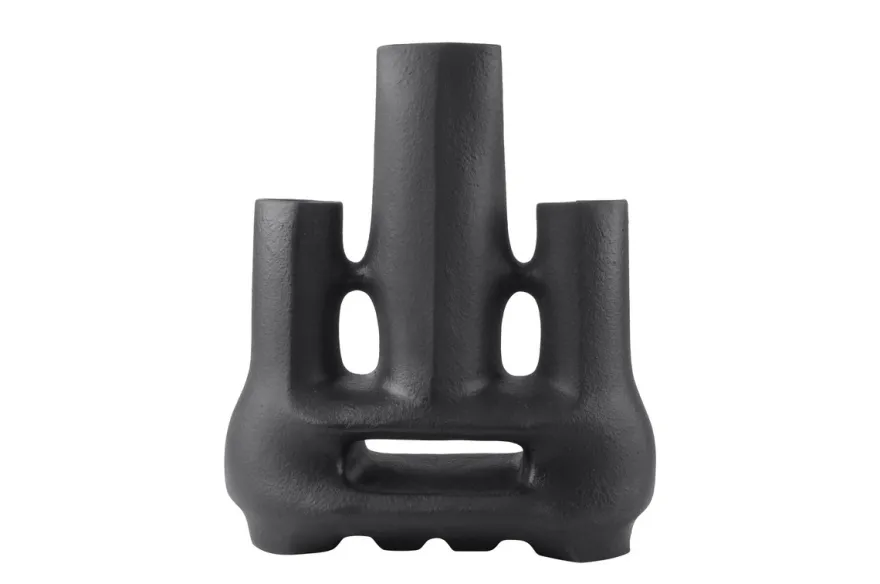 Casa Padrino Luxus Vase Schwarz 38,5 x 18 x H. 45 cm - Große Keramik Vase der Linked Serie mit strukturierter Oberfläche - Luxus Deko Accessoires