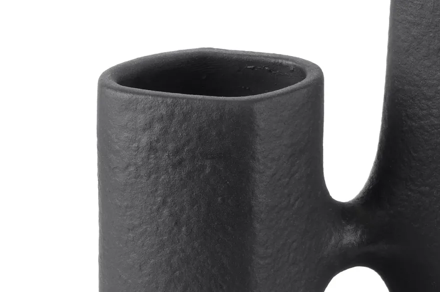 Casa Padrino Luxus Vase Schwarz 38,5 x 18 x H. 45 cm - Große Keramik Vase der Linked Serie mit strukturierter Oberfläche - Luxus Deko Accessoires