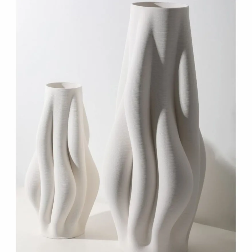 Casa Padrino Luxus Vase Weiß H. 75 cm - Keramik Blumenvase - Deko Accessoires