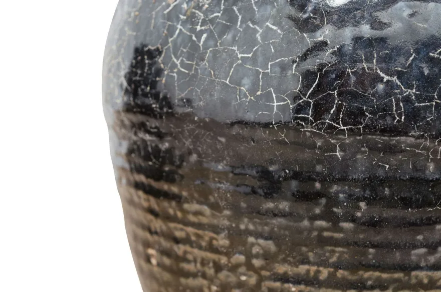 Casa Padrino Luxus Vase Ø 24-33 x H. 24-29 cm - Bauchige Keramik Vase im Antik-Look - Luxus Deko Accessoires