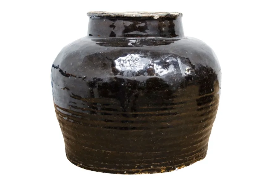 Casa Padrino Luxus Vase Ø 24-33 x H. 24-29 cm - Bauchige Keramik Vase im Antik-Look - Luxus Deko Accessoires