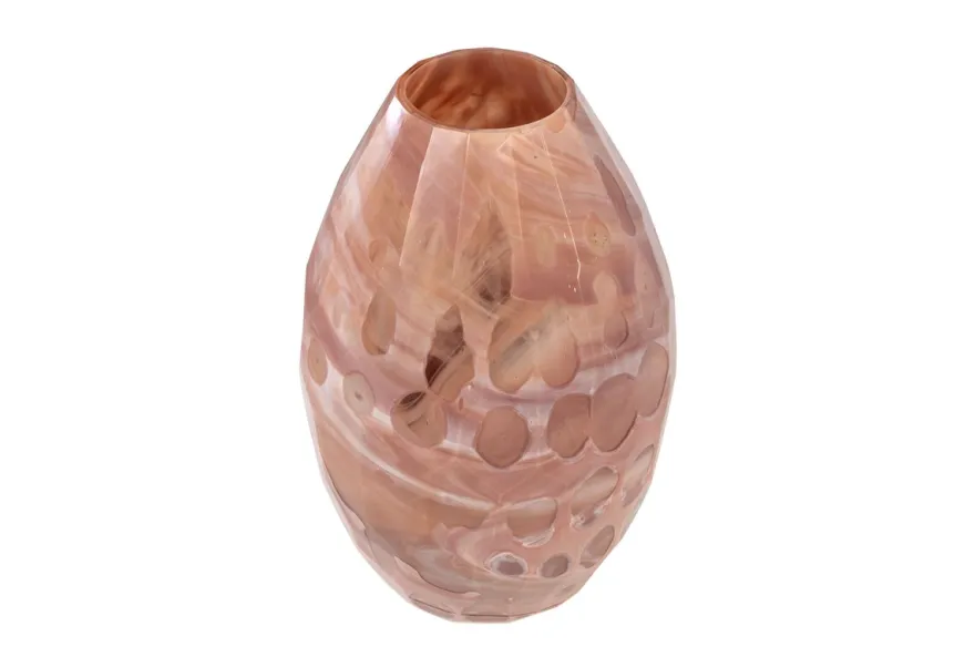 Casa Padrino Luxus Vase Ø 24 x H. 38,5 cm - Elegante Deko Vase aus massivem Farbglas in marmorierten Lavendeltönen - Luxus Deko Accessoires