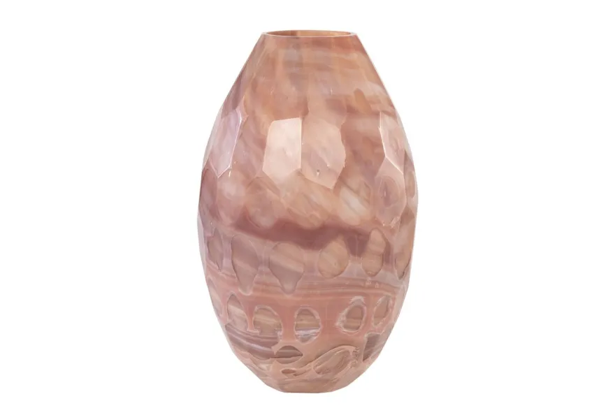 Casa Padrino Luxus Vase Ø 24 x H. 38,5 cm - Elegante Deko Vase aus massivem Farbglas in marmorierten Lavendeltönen - Luxus Deko Accessoires
