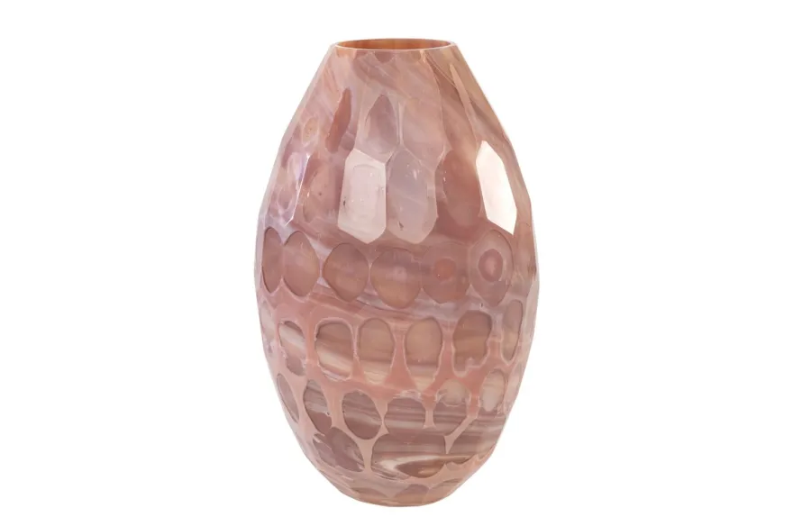 Casa Padrino Luxus Vase Ø 24 x H. 38,5 cm - Elegante Deko Vase aus massivem Farbglas in marmorierten Lavendeltönen - Luxus Deko Accessoires