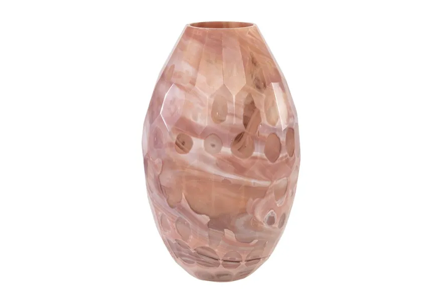 Casa Padrino Luxus Vase Ø 24 x H. 38,5 cm - Elegante Deko Vase aus massivem Farbglas in marmorierten Lavendeltönen - Luxus Deko Accessoires