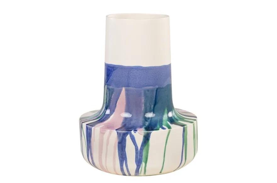 Casa Padrino Luxus Vase Ø 37,5 x H. 47,5 cm - Große Steingut Vase im frei gestalteten Freestyle Finish - Luxus Deko Accessoires