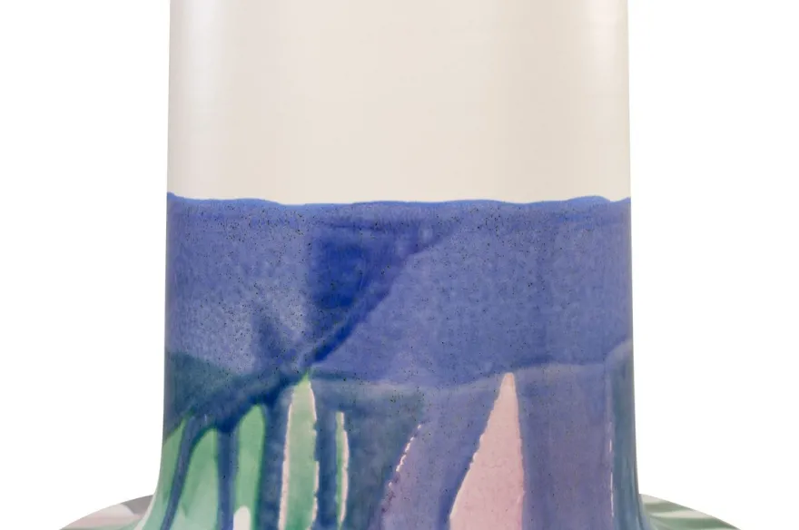 Casa Padrino Luxus Vase Ø 37,5 x H. 47,5 cm - Große Steingut Vase im frei gestalteten Freestyle Finish - Luxus Deko Accessoires