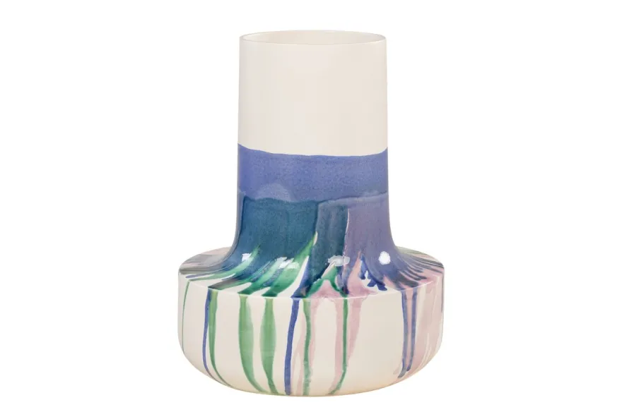 Casa Padrino Luxus Vase Ø 37,5 x H. 47,5 cm - Große Steingut Vase im frei gestalteten Freestyle Finish - Luxus Deko Accessoires