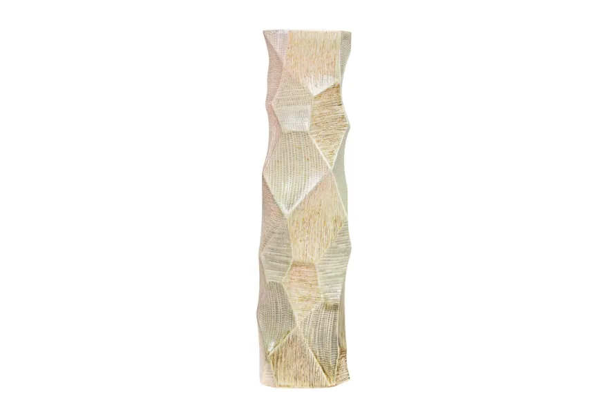 Casa Padrino Luxus Vase Ø 14 x H. 55 cm - Hohe schlanke Vase Abstract aus Steingut mit Dekor in Pastelltönen - Luxus Deko Accessoires