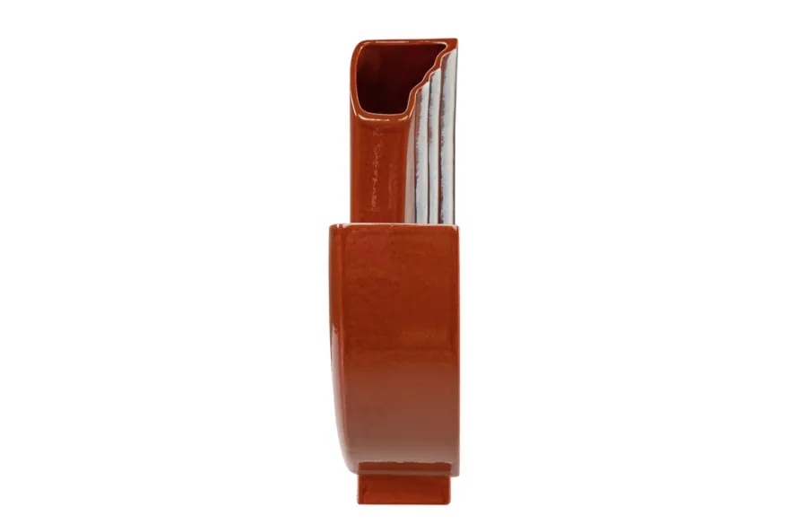 Casa Padrino Luxus Vase 36 x 10 x H. 36,5 cm - Elegante flache Deko Vase Margot aus feinem Steingut - Luxus Deko Accessoires
