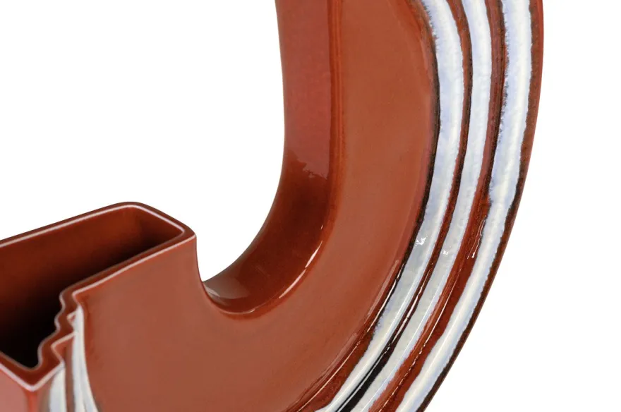 Casa Padrino Luxus Vase 36 x 10 x H. 36,5 cm - Elegante flache Deko Vase Margot aus feinem Steingut - Luxus Deko Accessoires