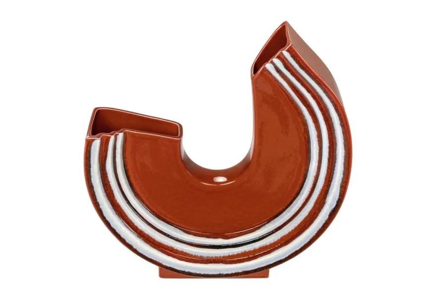 Casa Padrino Luxus Vase 36 x 10 x H. 36,5 cm - Elegante flache Deko Vase Margot aus feinem Steingut - Luxus Deko Accessoires