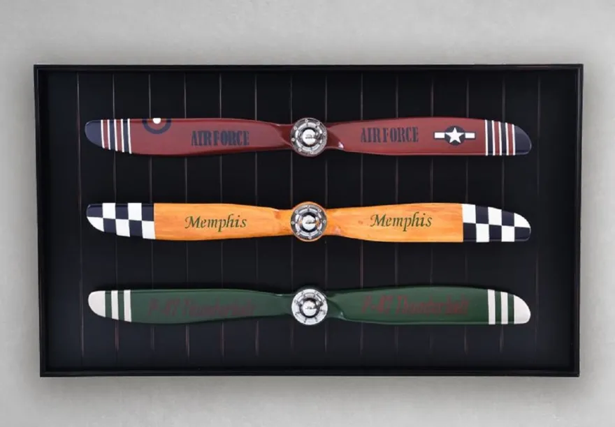 Casa Padrino Luxus Vintage Stil Wanddeko Flugzeug Propeller Mehrfarbig / Schwarz / Silber 170 x 6 x H. 97,5 cm - Luxus Flieger Wand Dekoration - Luxus Kollektion