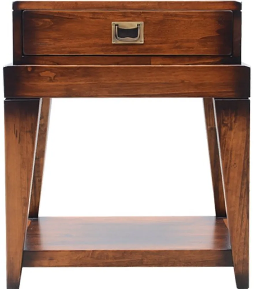 Casa Padrino Luxus Vintage Stil Beistelltisch Braun / Messing 54 x 54 x H. 64,5 cm - Quadratischer Nachttisch mit Schublade - Wohnzimmer Möbel - Schlafzimmer Möbel - Luxus Vintage Stil Möbel