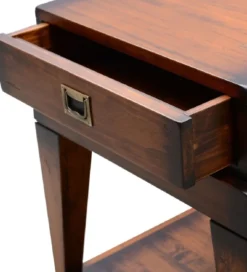 Casa Padrino Luxus Vintage Stil Beistelltisch Braun / Messing 54 x 54 x H. 64,5 cm - Quadratischer Nachttisch mit Schublade - Wohnzimmer Möbel - Schlafzimmer Möbel - Luxus Vintage Stil Möbel