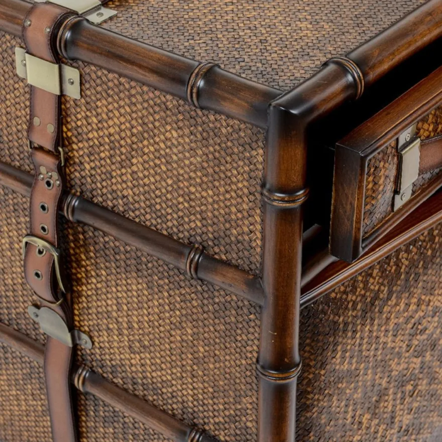 Casa Padrino Luxus Vintage Stil Sideboard Braun 114 x 50 x H. 80 cm - Massivholz Schrank mit 2 Schubladen und 2 Türen - Massivholz Möbel - Vintage Stil Möbel - Luxus Möbel
