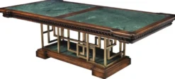 Casa Padrino Luxus Vintage Stil Esstisch Braun / Grün / Messing 250 x 124 x H. 77,5 cm - Rechteckiger Massivholz Esszimmertisch - Esszimmer Möbel - Vintage Stil Möbel - Luxus Möbel