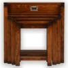 Casa Padrino Luxus Vintage Stil Beistelltisch 4er Set Braun / Messing 60 x 40 x H. 60 cm - Wohnzimmer Möbel - Massivholz Möbel - Luxus Vintage Stil Möbel
