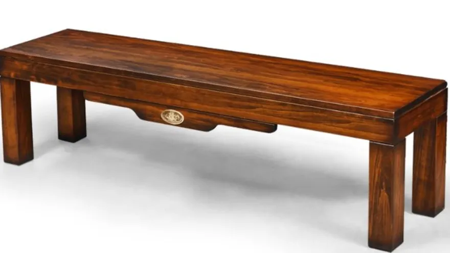 Casa Padrino Luxus Vintage Stil Sitzbank Braun 158 x 38 x H. 44,5 cm - Massivholz Bank - Vintage Stil Möbel - Massivholz Möbel - Bar Möbel - Luxus Möbel
