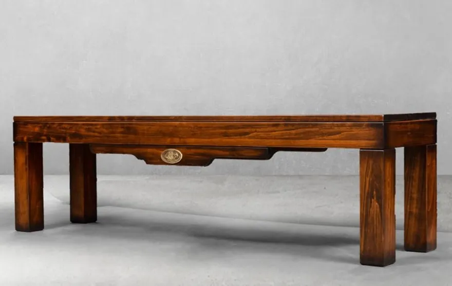 Casa Padrino Luxus Vintage Stil Sitzbank Braun 158 x 38 x H. 44,5 cm - Massivholz Bank - Vintage Stil Möbel - Massivholz Möbel - Bar Möbel - Luxus Möbel