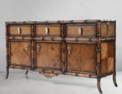 Casa Padrino Luxus Vintage Stil Sideboard Braun 180 x 50 x H. 90 cm - Massivholz Schrank mit 3 Schubladen und 3 Türen - Massivholz Möbel - Vintage Stil Möbel - Luxus Möbel
