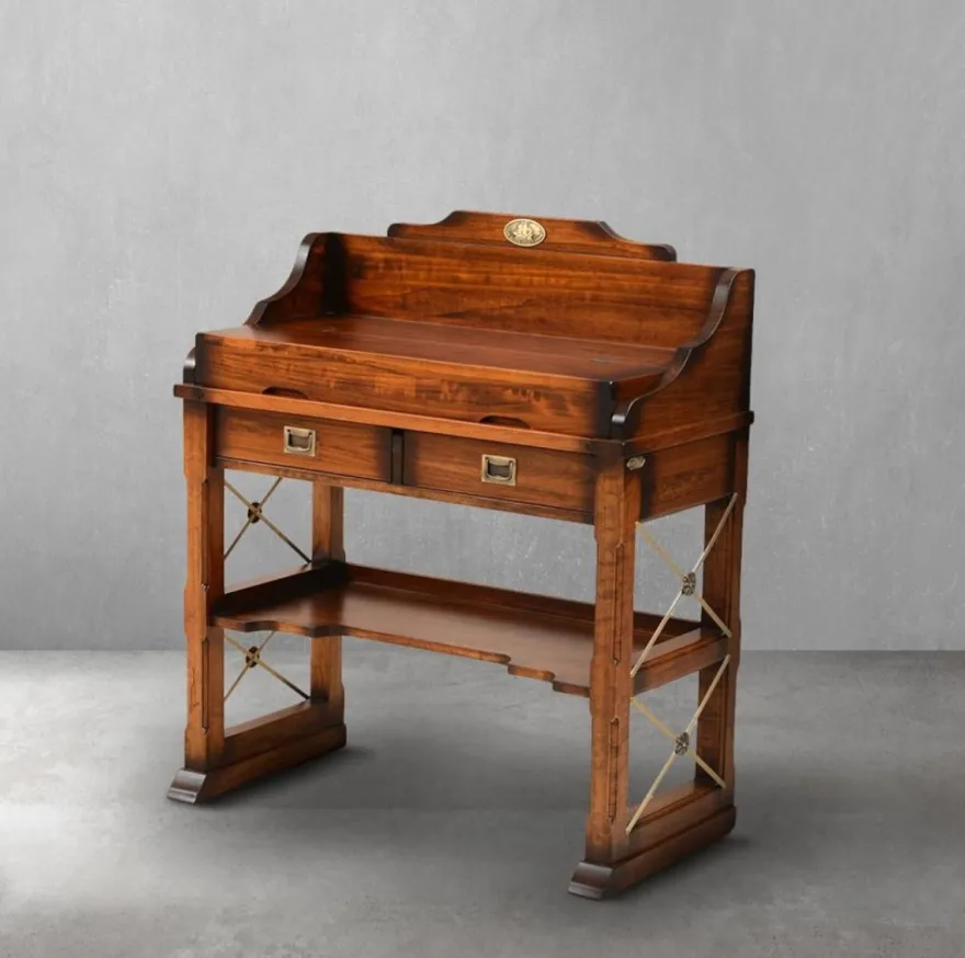Casa Padrino Luxus Vintage Stil Sekretär Braun 95,5 x 52 x H. 103,5 cm - Massivholz Schreibtisch - Massivholz Bürotisch - Vintage Stil Büro Möbel - Luxus Büro Möbel - Massivholz Büro Möbel