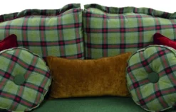 Casa Padrino Luxus Vintage Stil Sofa Grün / Rot / Dunkelbraun 185 x 98 x H. 85 cm - Massivholz Wohnzimmer Sofa mit elegantem Muster - Wohnzimmer Möbel - Luxus Möbel - Vintage Stil Möbel
