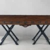 Casa Padrino Luxus Vintage Stil Esstisch Braun / Schwarz 215 x 108 x H. 78 cm - Rechteckiger Massivholz Esszimmertisch - Esszimmer Möbel - Massivholz Möbel - Vintage Stil Möbel - Luxus Möbel