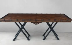Casa Padrino Luxus Vintage Stil Esstisch Braun / Schwarz 215 x 108 x H. 78 cm - Rechteckiger Massivholz Esszimmertisch - Esszimmer Möbel - Massivholz Möbel - Vintage Stil Möbel - Luxus Möbel
