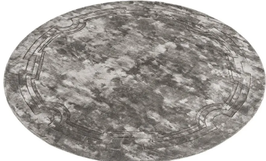 Casa Padrino Luxus Viskose Teppich Grau Ø 280 cm - Handgewebter runder Wohnzimmer Teppich - Luxus Qualität
