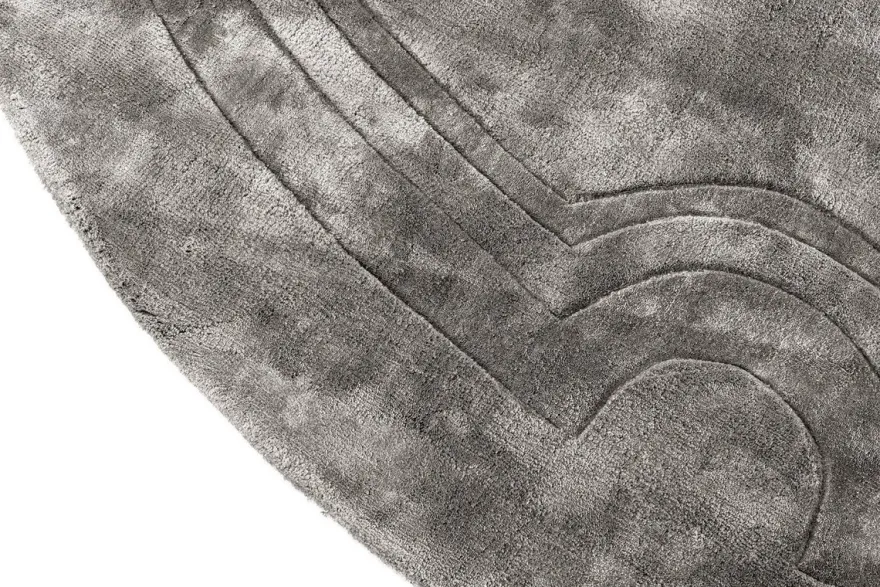 Casa Padrino Luxus Viskose Teppich Grau Ø 280 cm - Handgewebter runder Wohnzimmer Teppich - Luxus Qualität