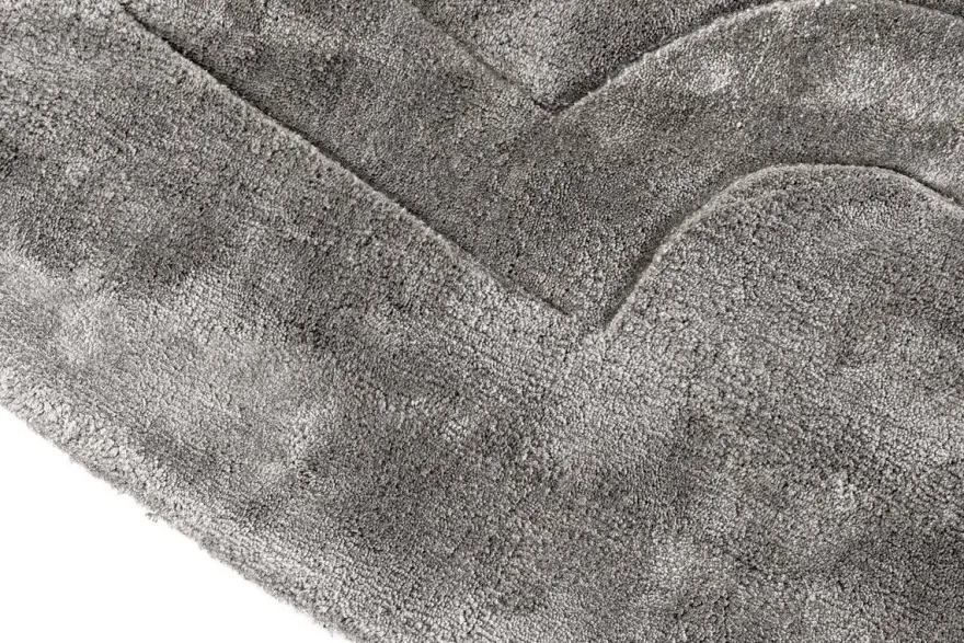 Casa Padrino Luxus Viskose Teppich Grau Ø 280 cm - Handgewebter runder Wohnzimmer Teppich - Luxus Qualität