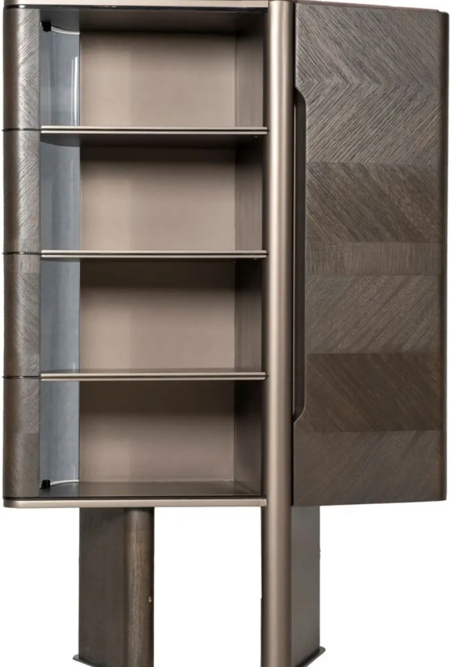 Casa Padrino Luxus Vitrine Dunkelbraun / Bronze 105,95 x 48,15 x H. 170 cm - Vitrinenschrank mit Tür - Hotel Möbel - Luxus Möbel - Luxus Kollektion