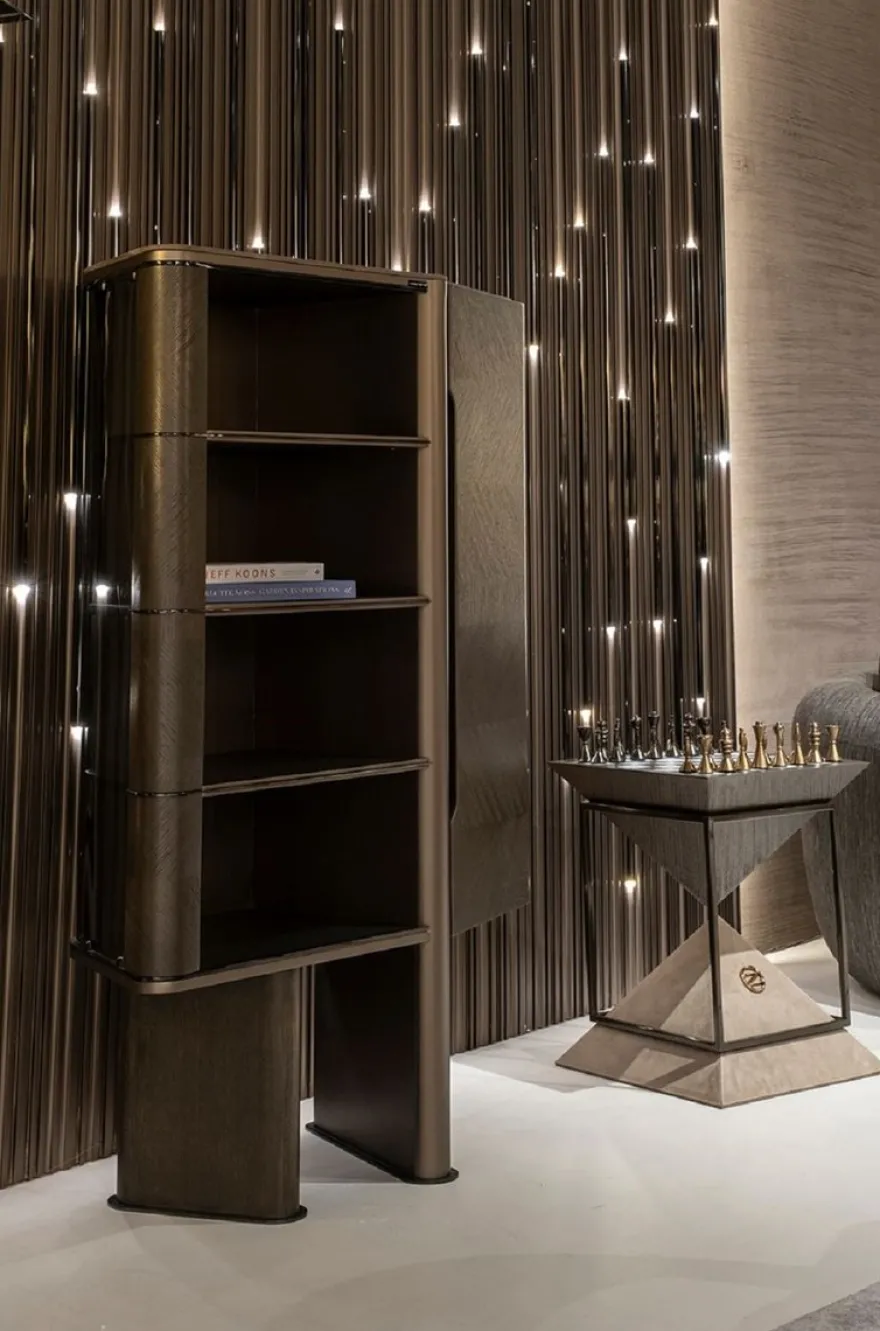 Casa Padrino Luxus Vitrine Dunkelbraun / Bronze 105,95 x 48,15 x H. 170 cm - Vitrinenschrank mit Tür - Hotel Möbel - Luxus Möbel - Luxus Kollektion