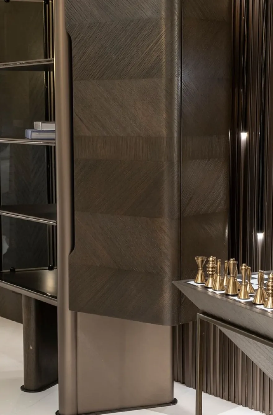 Casa Padrino Luxus Vitrine Dunkelbraun / Bronze 105,95 x 48,15 x H. 170 cm - Vitrinenschrank mit Tür - Hotel Möbel - Luxus Möbel - Luxus Kollektion