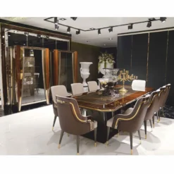 Casa Padrino Luxus Vitrine mit 2 Glastüren Braun / Gold 130 x H. 200 cm - Luxus Möbel