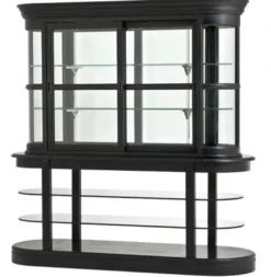 Casa Padrino Luxus Vitrinenschrank Birmingham im Barockstil Schwarz Massivholz 200 x 70 x 203 cm