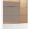 Casa Padrino Luxus Vitrinenschrank Weiß / Hochglanz Braun 111,2 x 45 x H. 205 cm - Beleuchteter Wohnzimmerschrank mit 2 großen Glasregalen - Wohnzimmermöbel
